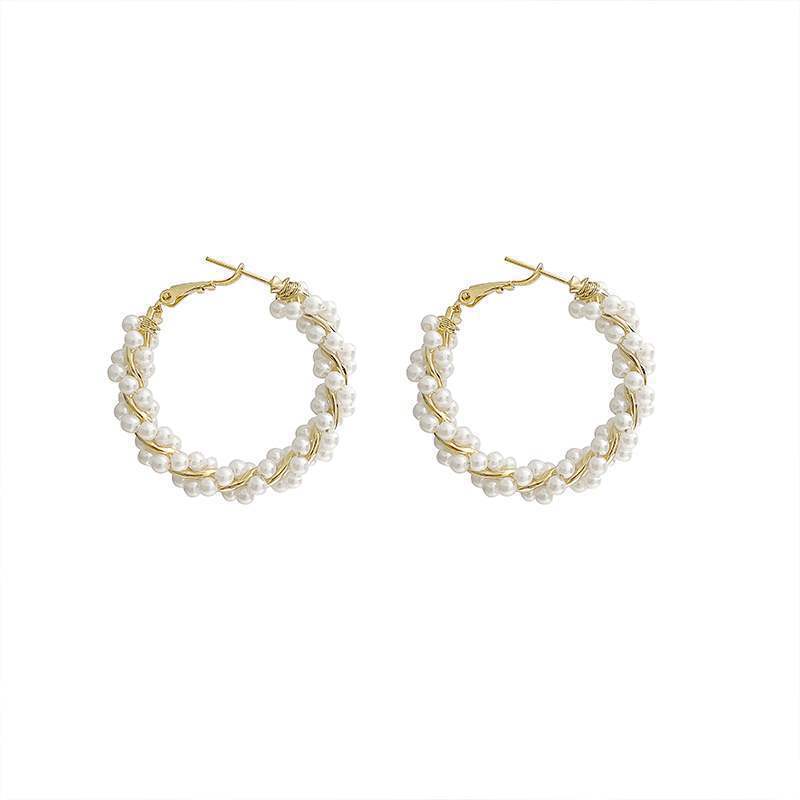 Pearl Circle Earrings, Female Earrings, High-end Exaggerated Earrings, Round Earrings