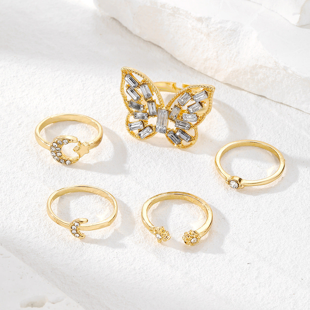 Fashion Jewelry Silver Color Butterfly Rings For Women Men Lover Vintage Geometric Metal Couple Finger Rings Set Gift Jewelry