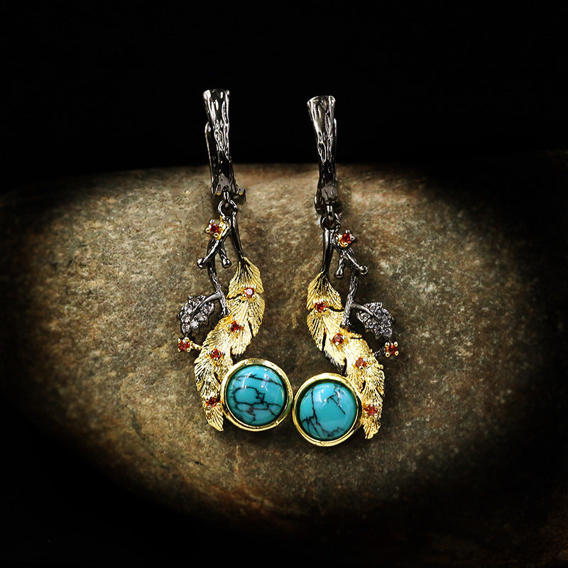 Bohemian Turquoise Earrings Ethnic Style Retro Earrings