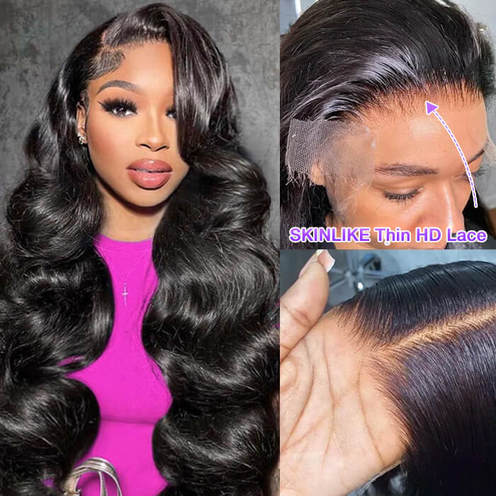 13x4 Lace Front Human Hair Wigs Natural Color Body Wave Density